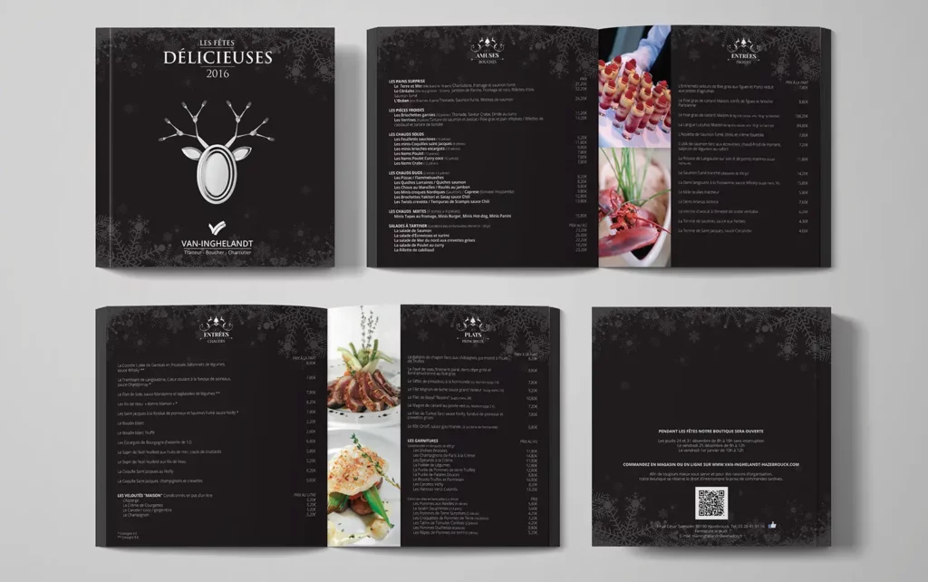 Création brochure traiteur pour Van-Inghelandt par Click-création - Design élégant et alléchant pour les fêtes de fin d'année