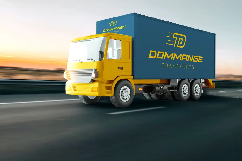 Création logo Dommange Transports par Click-création - Identité visuelle dynamique et professionnelle