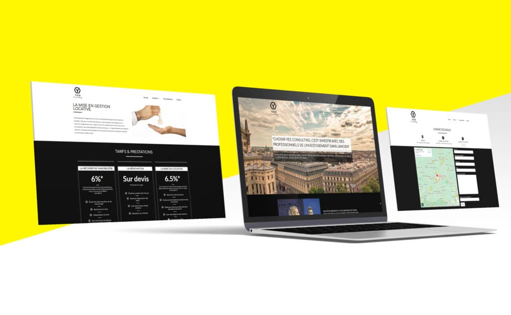 Création graphique site web par Click-création (studio de graphistes Guerlédan Bretagne 22) Yes Consulting