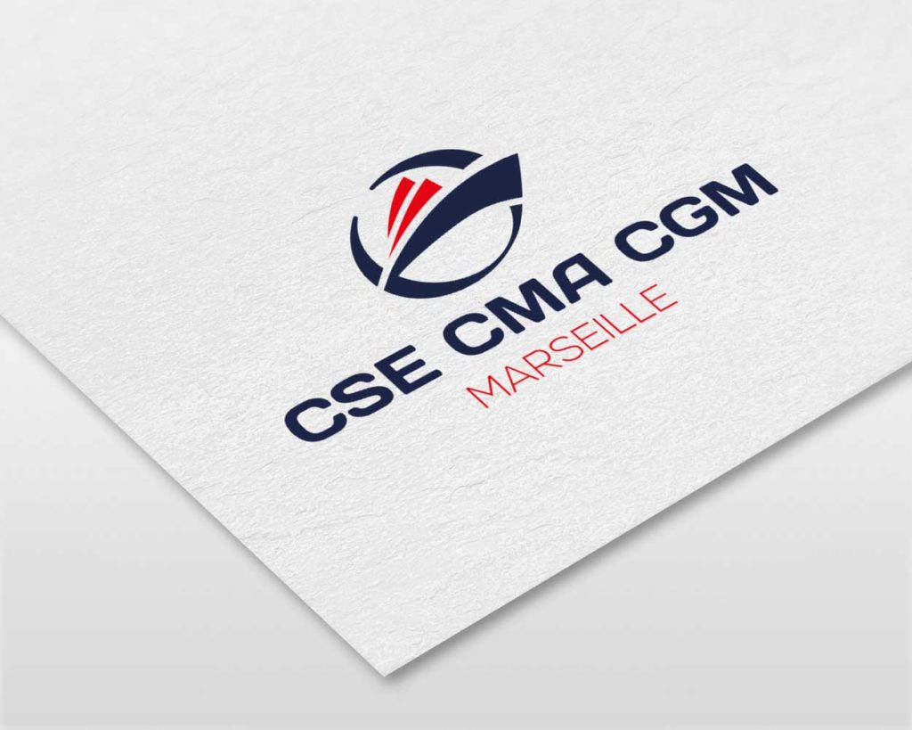Création logo CSE CMA CGM : un design maritime et professionnel au service des employés.