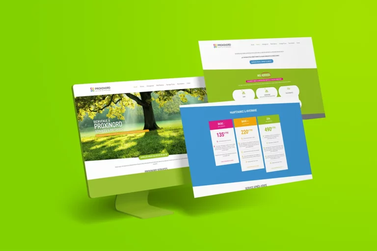 Création de site web pour Proxinord, spécialiste espaces verts et robots tondeuses – Click Création.