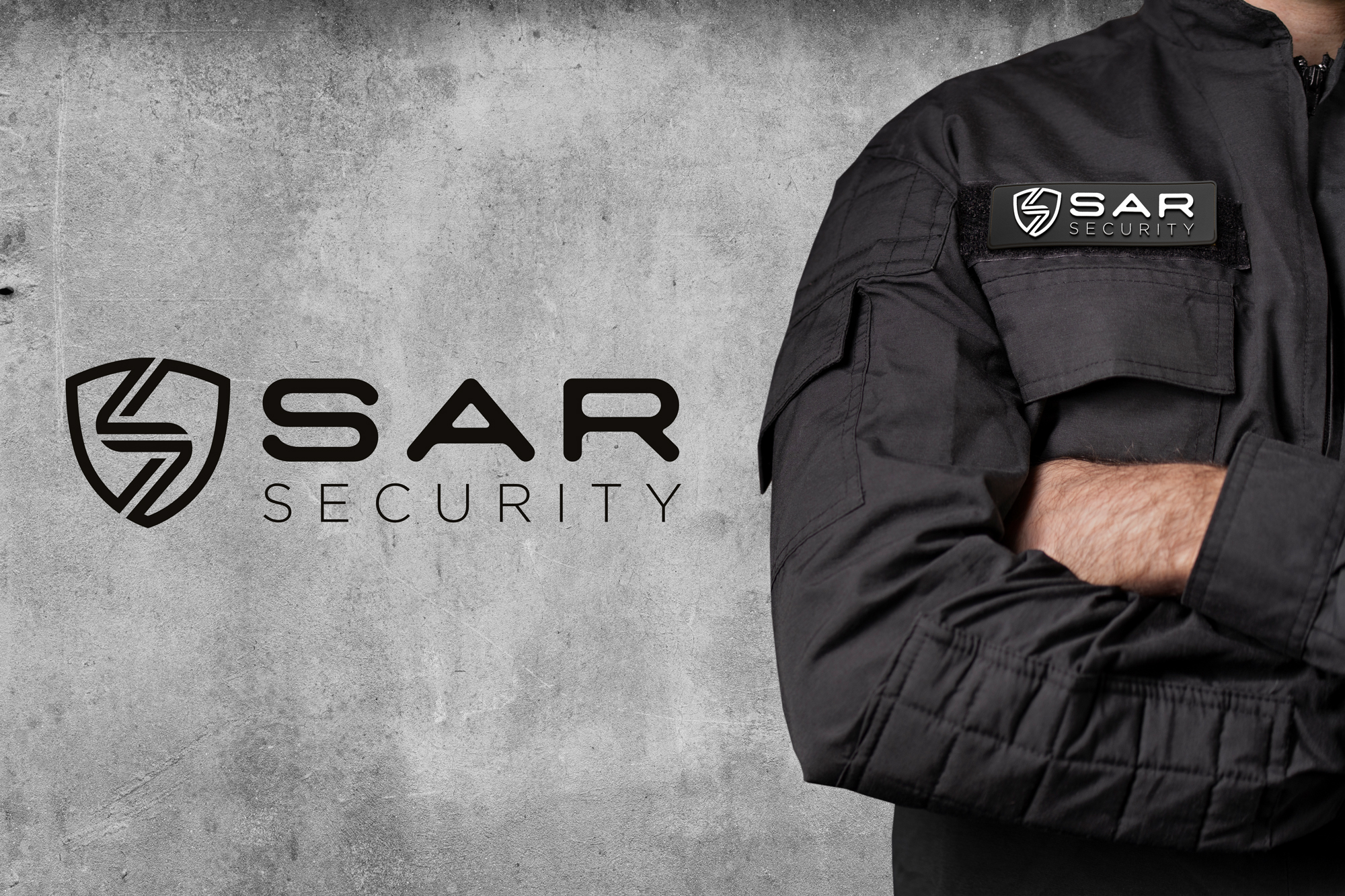 Logo Sar Security - Blason noir et blanc avec les deux S entrecroisés