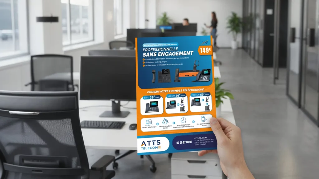 création flyer téléphonie professionnelle ATTS Telecom