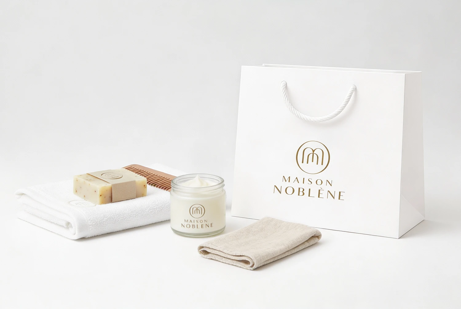 Mise en situation du monogramme pour une création logo conciergerie de luxe à Paris par Click-création.